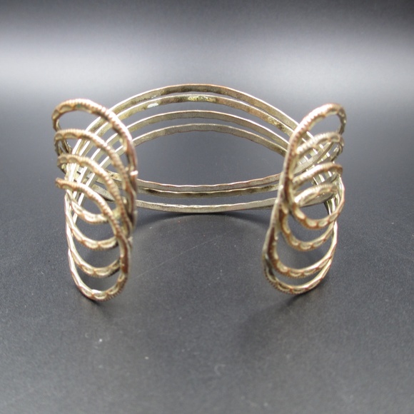 Vintage Rustic Silver & Copper Tone Cuff Bracelet - Picture 3 of 6